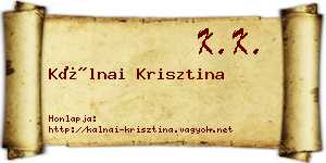 Kálnai Krisztina névjegykártya